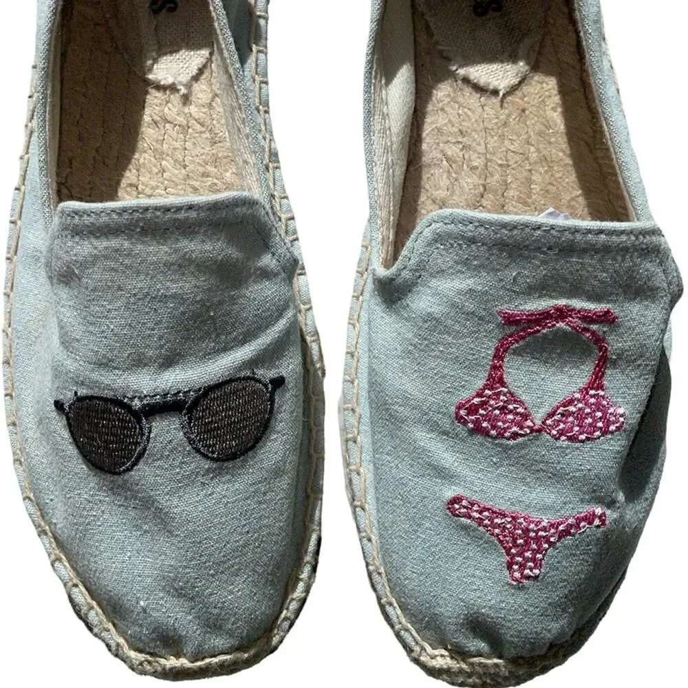 Soludos Eco-friendly Tencel Chambray Sunglasses & Bikini Espadrille Slide Ons 7
